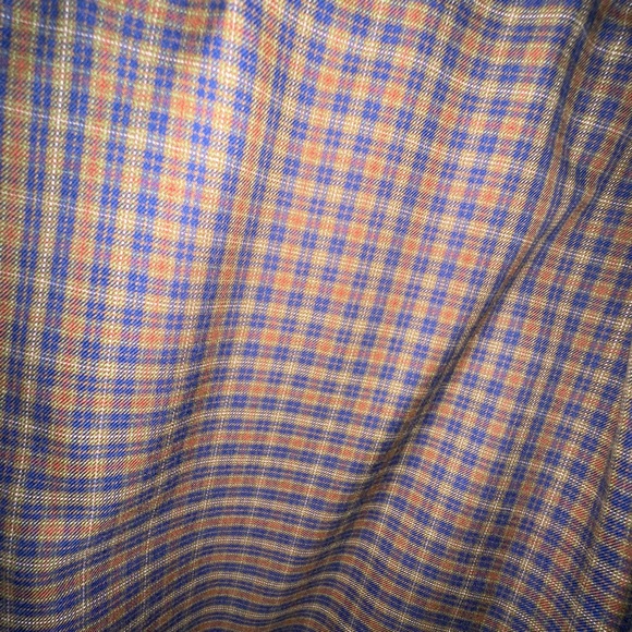 Men's Land's End No Iron Twill Brown/Blue Checkered Button Down - Size 16 - 34 - Picture 4 of 6